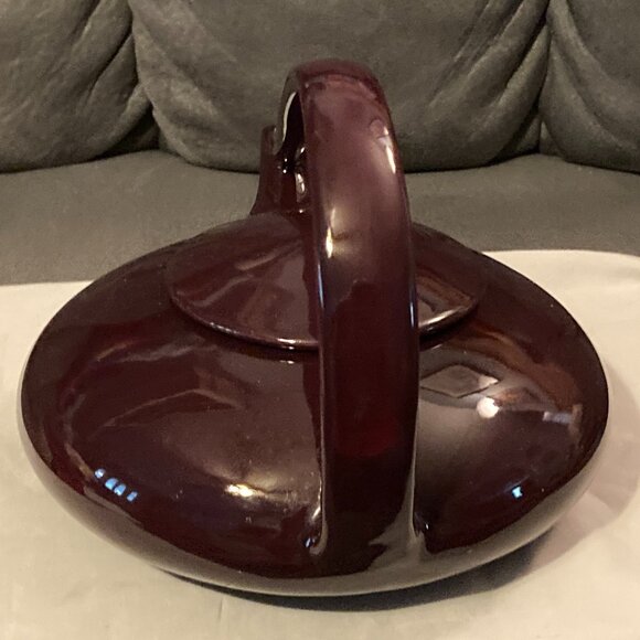 Judith Weber Swirl Handle Mulberry/Burgundy Classic Porcelain Tea Pot-Signed-EUC - Picture 4 of 11